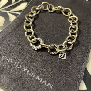 David Yurman 18k gold and braided silver oval link bracelet